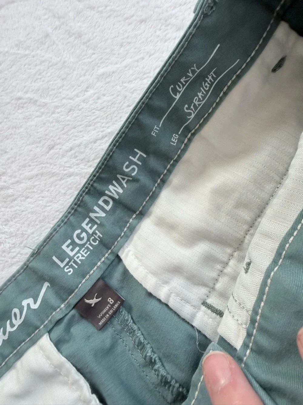 Eddie Bauer Legend Wash Curvy Straight Sage Green Chino Size 8 - Picture 6 of 7